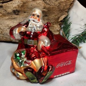 🎄Coca Cola Mercury Glass Resting Santa Ornament